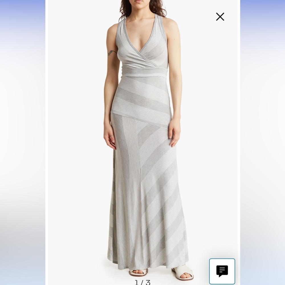 Go Couture Striped Maxi Dress in Grey Colorblock